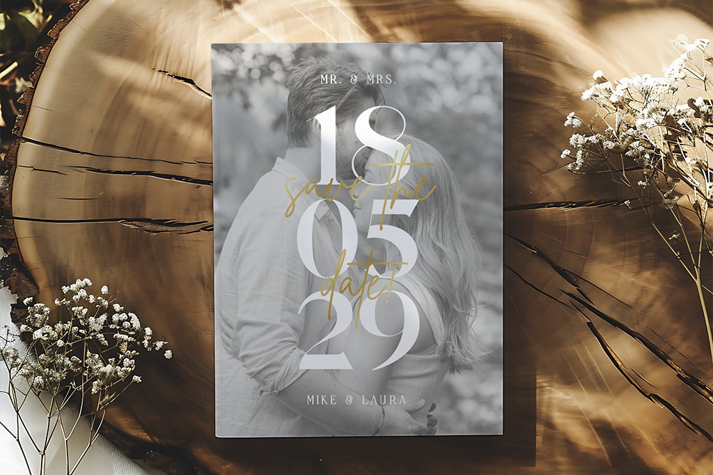 Moderne Save the Date Karte mit Foto